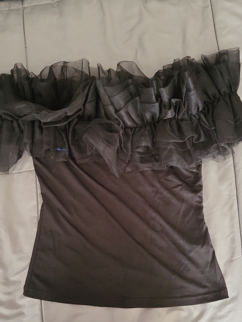 SHEIN Black Off-Shoulder Ruffle Camisole
